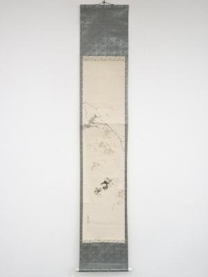 林文塘筆　花鳥　肉筆紙本掛軸（保護箱）